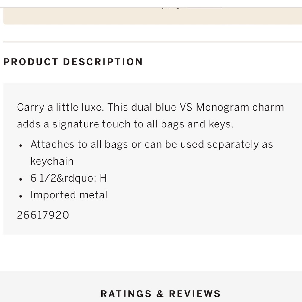 LIVE GIVEAWAY! VICTORIA SECRET VS MONOGRAM KEYCHAIN CHARM - Picture 3 of 3